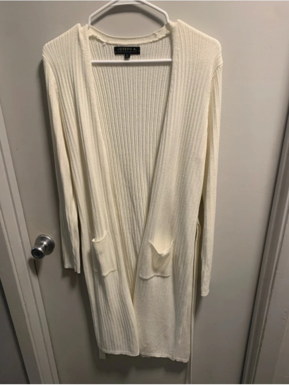 EUC Joseph A. Cream Belted Long Line Cardigan
